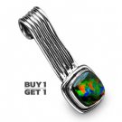 Buy 1 Get 1 - 1 1/4" 100% Natural Ammolite 925 Sterling Silver Pendant Art Jewelry