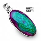 Buy 1 Get 1 - 2" 100% Natural Green Solar Quartz 925 Sterling Silver Pendant Art Jewelry