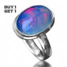 Buy 1 Get 1 - Natural Natural Ethiopian Opal 925 Sterling Silver Ring Size: US/8.5 - EU/58