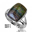 Buy 1 Get 1 - Natural Andamooka Opal Matrix 925 Sterling Silver Ring Size: US/7.5 - EU/55