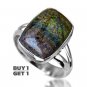 Buy 1 Get 1 - Natural Andamooka Opal Matrix 925 Sterling Silver Ring Size: US/7.5 - EU/55