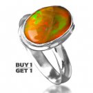 Buy 1 Get 1 - 100% Natural Ethiopian Opal 925 Sterling Silver Ring Art Jewelry Size: US/10 - EU/63
