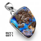 Buy 1 Get 1 - 1 1/2" 100% Natural Boulder Opal 925 Sterling Silver Pendant Art Jewelry Charm