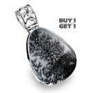 Buy 1 Get 1 - 2" Natural Scenic Dendritic Agate 925 Sterling Silver Pendant Art Jewelry Charm