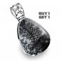 Buy 1 Get 1 - 2" Natural Scenic Dendritic Agate 925 Sterling Silver Pendant Art Jewelry Charm