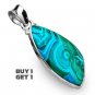 Buy 1 Get 1 - 2" Natural Malachite In Chrysocolla 925 Sterling Silver Pendant Art Jewelry