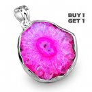 Buy 1 Get 1 - 1 5/8" 100% Natural Pink Solar Quartz 925 Sterling Silver Pendant Art Jewelry