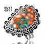 Buy 1 Get 1 - 100% Natural Ocean Jasper 925 Sterling Silver Ring Art Jewelry Size: US/8.5 - EU/58
