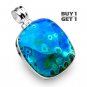 Buy 1 Get 1 - 1 5/8" Natural Malachite In Chrysocolla 925 Sterling Silver Pendant Art Jewelry