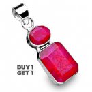 Buy 1 Get 1 - 1 5/8" 100% Natural Royal Ruby 925 Sterling Silver Pendant Art Jewelry