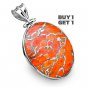 Buy 1 Get 1 - 2 1/8" Natural Orange Copper Turquoise 925 Sterling Silver Pendant Art Jewelry