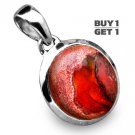 Buy 1 Get 1 - 1 3/8" Natural Mexican Fire Opal 925 Sterling Silver Pendant Art Jewelry