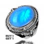 Buy 1 Get 1 - Natural Rainbow Moonstone 925 Sterling Silver Ring Art Jewelry Size: US/6.5 - EU/53