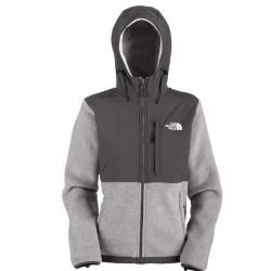 GREY HEATHER BLACK -The North Face Womens Denali Hoodie Polartec Fleece Jacket style anln