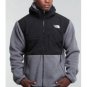The North Face Men's Denali Hoodie Recycled Polartec Fleece Jacket CHARCOLE GREY BLACK TNF