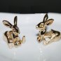 Pair 3D Bunny Rabbit Stud Fake Gauge Earrings - Punk Rock Metal Korean Style