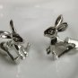 Pair 3D Hare Rabbit Stud Fake Gauge Earrings - Cool Rock Punk Metal Korean Style