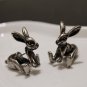 Pair 3D Hare Rabbit Stud Fake Gauge Earrings - Cool Rock Punk Metal Korean Style