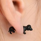 Pair 3D Basset or Dachshund Hound Hush Puppy Dog Stud Fake Gauge Earrings - Cool Rock Punk