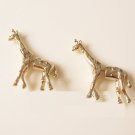 Pair 3D Giraffe Stud Fake Gauge Earrings - Cool Rock Punk Metal Korean Style