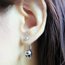 Pair 3D Dangle SKULL Stud Fake Gauge Earrings - Cool Rock Punk Metal Korean Style
