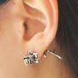 Pair 3D Rose Flower Stud Fake Gauge Earrings - Cool Rock Punk Metal Korean Style
