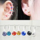 6 X "U" Clip ON Diamante Silver Earrings, Ear Cuff - No Piercing