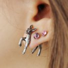 Pair 3D Little Bambi Deer Doe Cute Animal Stud Fake Gauge Earrings