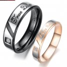 Set of Stainless Steel Engraved "True Love" Couple Promise Rings Band