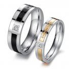 Set of 2-Tone <Endless Love> Stainless Steel Couple Promise Rings Band