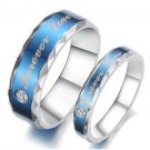 Set of Stainless Steel Blue "Forever Love" Couple Promise Rings Band