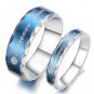 Set of Stainless Steel Blue "Forever Love" Couple Promise Rings Band