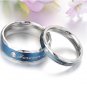 Set of Stainless Steel Blue "Forever Love" Couple Promise Rings Band