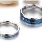 Set of Stainless Steel Blue "Forever Love" Couple Promise Rings Band
