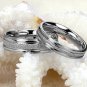 Set of Stainless Steel Sand Finish Couple Promise Wedding Rings Band