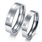 Set of Stainless Steel CZ Engraved "Endless Love" Couple Wedding Rings Band