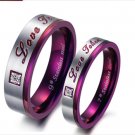 Set of Stainless Steel Purple "Love Token" Couple Promise Rings Band