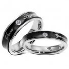 Set of Stainless Steel "Sweet Agreement" Couple Promise Engagement Rings Band