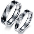 Set of Stainless Steel Devotion Gems Couple Wedding Rings Band