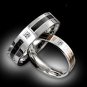 Set of Stainless Steel CZ Crystal Inlay Couple Wedding Rings Band