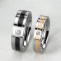 Set of Stainless Steel CZ Crystal Inlay Couple Wedding Rings Band