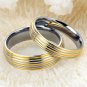 Set of Stainless Steel 2-Tone Gold Silver Inlay Band Couple Wedding Rings