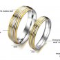 Set of Stainless Steel 2-Tone Gold Silver Inlay Band Couple Wedding Rings