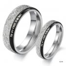 Set of Sand Finish Stainless Steel <You are always in my heart> Lover Ring