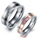 Set of Stainless Steel Double Striped <you are my only love> Couple Ring
