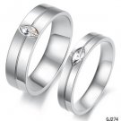 Set of Stainless Steel CZ Stone Inlay Engagement Couple Rings Band