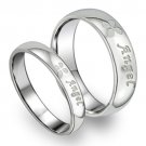Set of Stainless Steel "♣ Angel" Couple Promise Engagement Rings Band