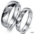 Set of Stainless Steel CZ Crystal Center Swirl Lover Promise Rings Band