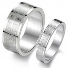 Set of Stainless Steel Cross Prayer Bible Couple Promise Rings Band