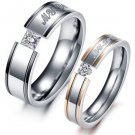 Set of 2-Tone Stainless Steel <MY LOVE> Couple Wedding Rings Band
